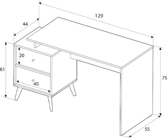 Бюро Terra Дървено Florida Oak 129x55x75см
