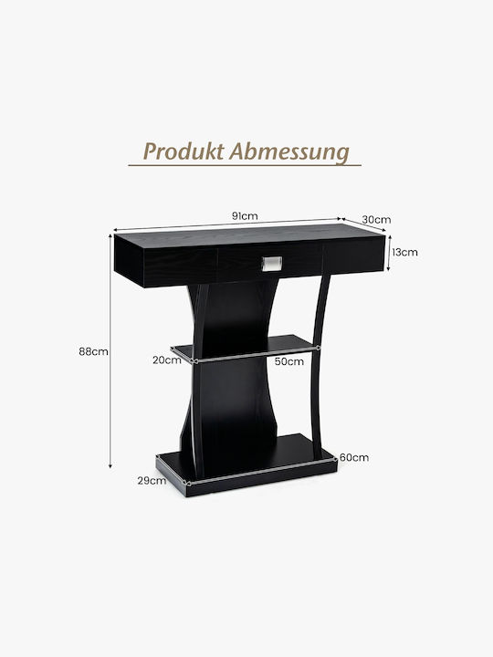 Console Table Wood & Metal Black L91xW30xH88cm