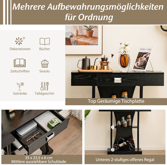 Console Table Wood & Metal Black L91xW30xH88cm