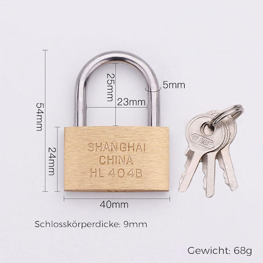 GoldRock Bronze Vorhängeschloss Messing mit Schlüssel 40mm 1Stück