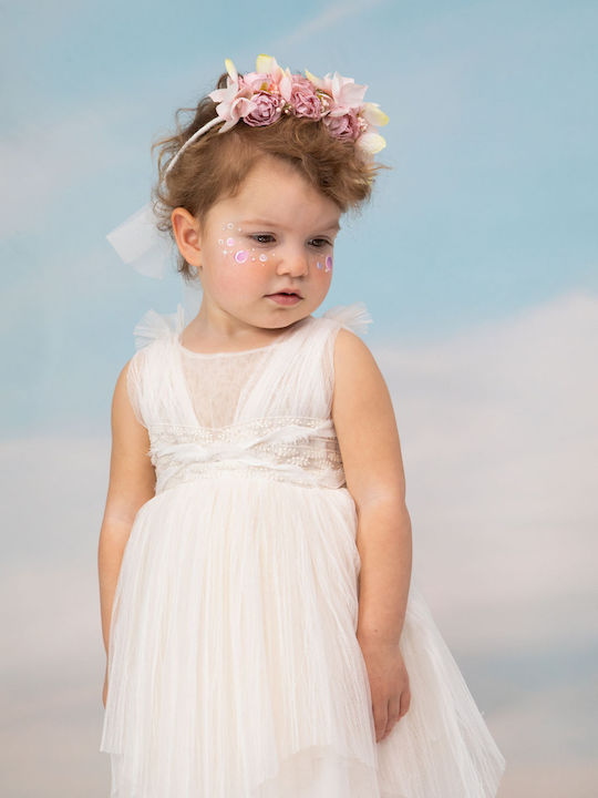 Bambolino Valentina Ecru Baptism Dress Made of Tulle