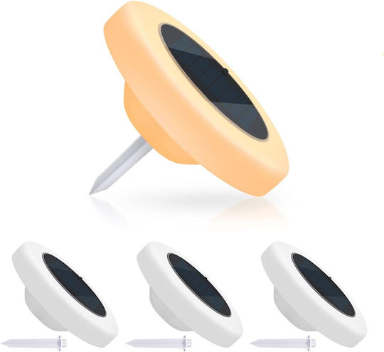 Set 3 Lămpi Solare de Podea Stradal RGB cu Fotocelulă și Telecomandă