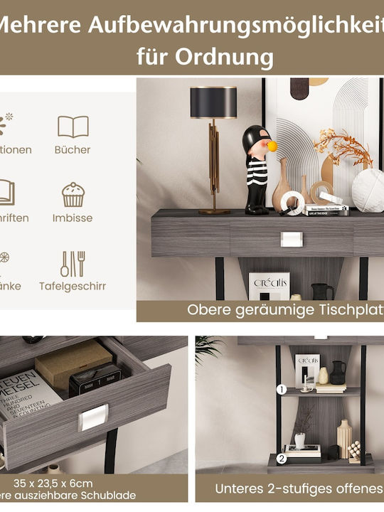 Wooden Console Table Wood & Metal Gray L91xW30xH89cm