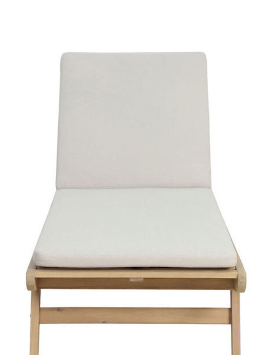 Deckchair Wooden Etoile with Cushion Beige 185x65x87.5cm.