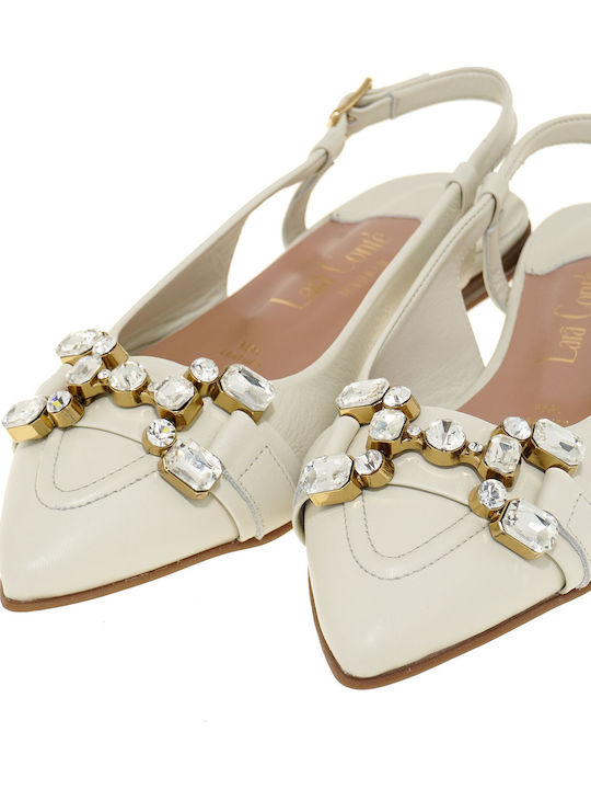 Leder Damen Ballerinas Slingback Weiße
