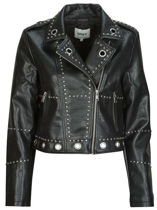 Leather Women's Biker Jacket Black
