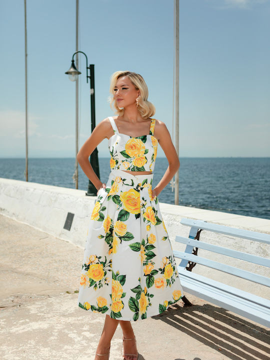 Set with High-waisted Maxi Skirt Yellow