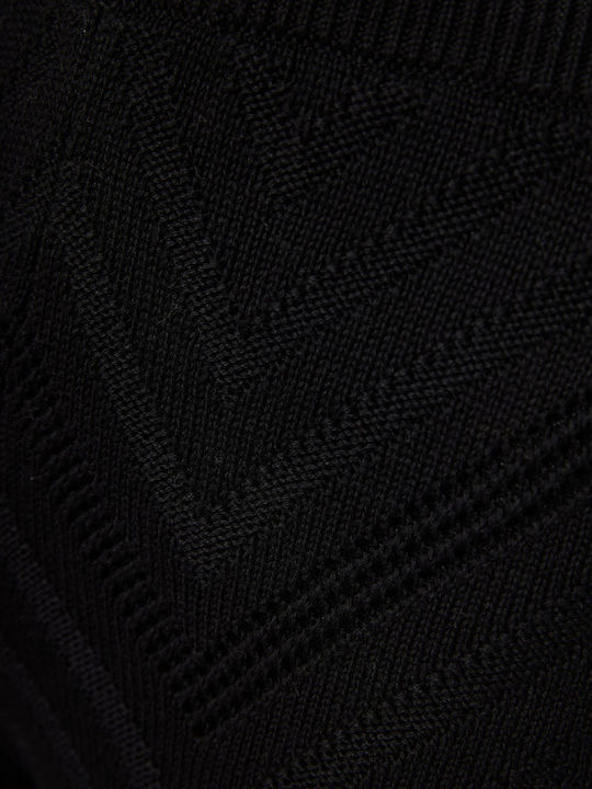 Damen Hoch tailliert Stoff Hose mit Gummizug Schwarz