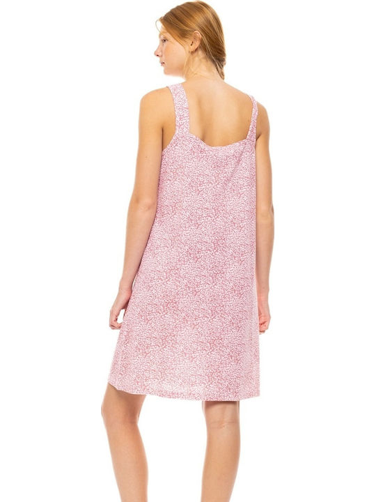 Pink Label Καλοκαιρινό Βαμβακερό Γυναικείο Νυχτικό Pink