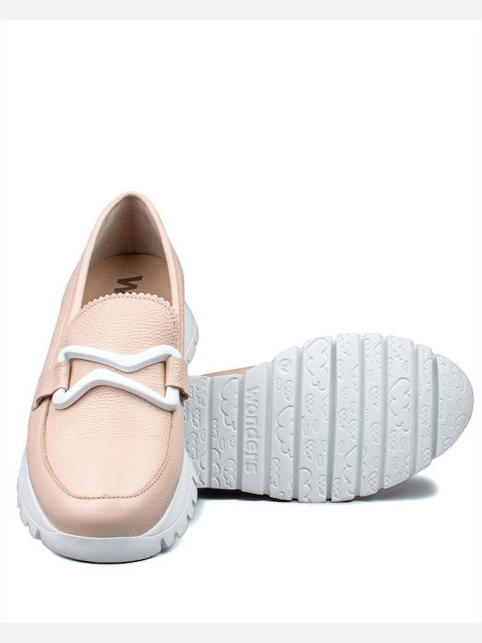 Δερμάτινα Γυναικεία Loafers σε Ροζ Χρώμα