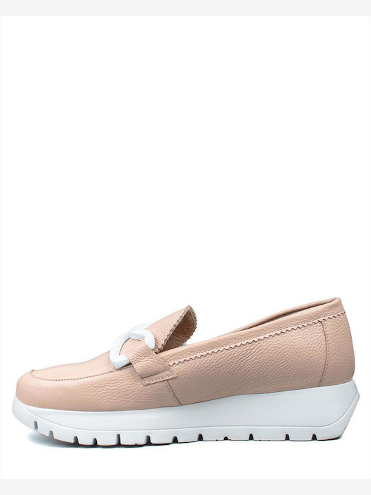 Δερμάτινα Γυναικεία Loafers σε Ροζ Χρώμα