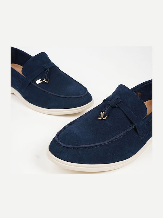 Suede Ανδρικά Μοκασίνια σε Μπλε Χρώμα