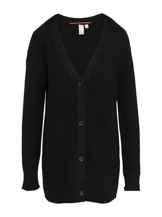 Long Women's Knitted Cardigan Black
