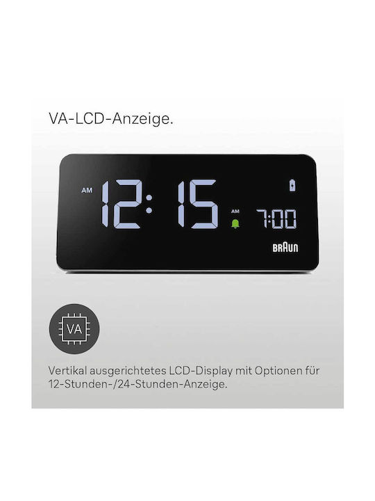Braun Tabletop Digital Clock with Alarm & Wireless Charging mid-42812