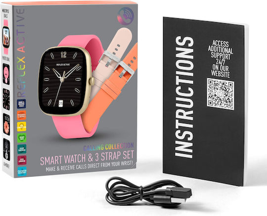 Ρολόι Reflex Smartwatch Ροζ Λουράκι Σιλικόνης Boxset Ra50-2224-set