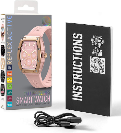 Ρολόι Reflex Smartwatch Ροζ Λουράκι Σιλικόνης Ra52-2226