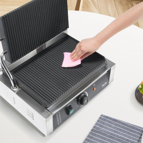 Vevor Commercial Sandwich Maker with Ribbed Top and Ribbed Bottom