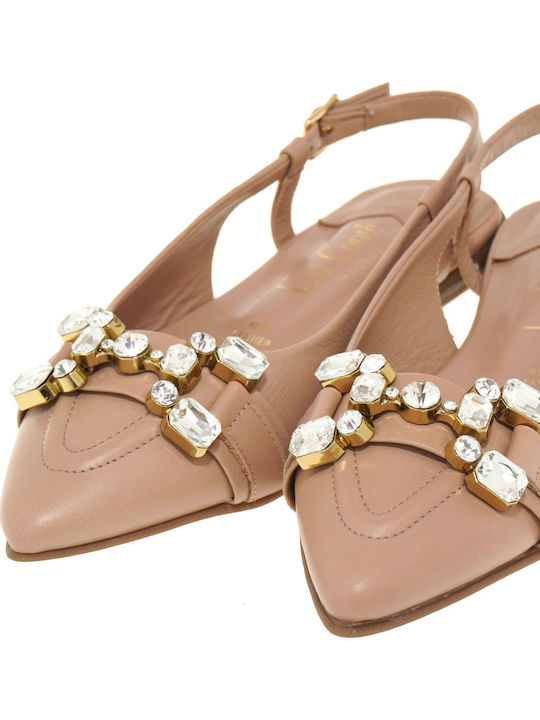 Δερμάτινες Γυναικείες Μπαλαρίνες Slingback σε Ροζ Χρώμα