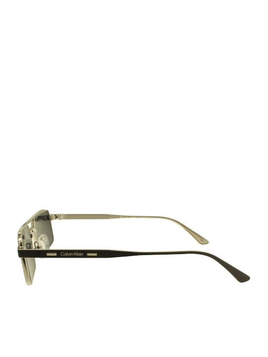 Calvin Klein Unisex Sunglasses with Black Metallic Frame and Black Lens