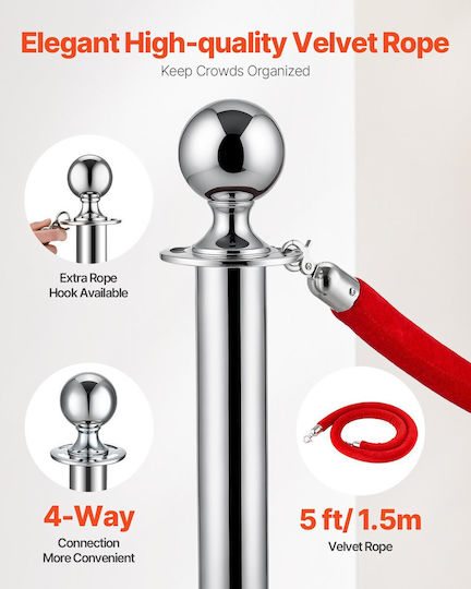 Vevor Safety Barrier Post Silver 1.5m QTGLZDSDYSHROLPEMV0
