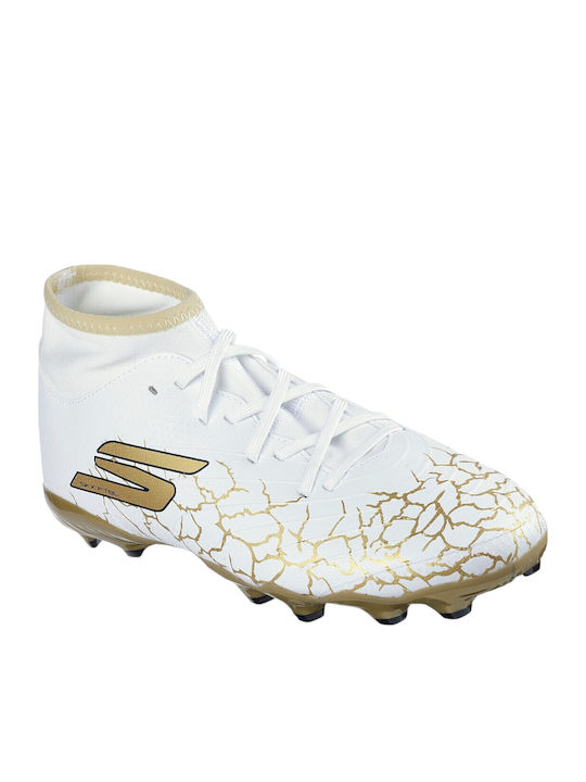 Youth Kids Molded Soccer Shoes with Sock White / Gold