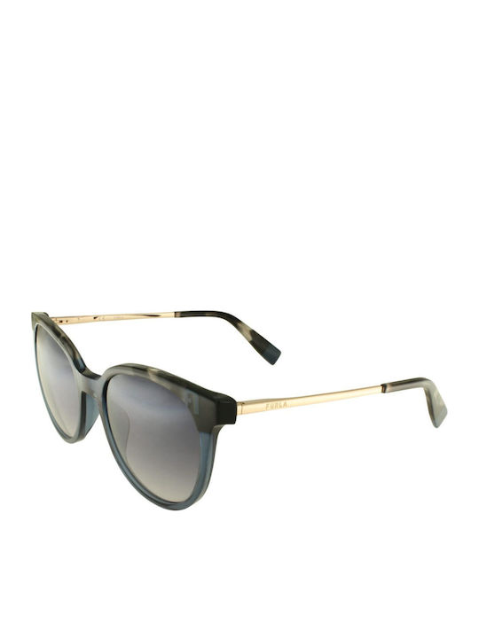 Furla Women's Sunglasses with Blue Frame and Gray Gradient Lens SFU602 AGQX