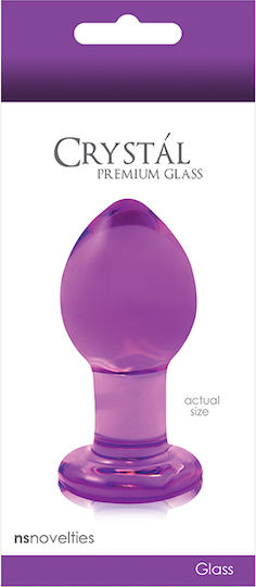 Ns Novelties Crystal Premium Glass Plug Πρωκτική Σφήνα Medium Μωβ
