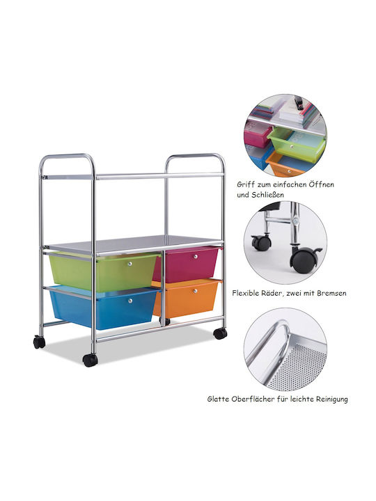 Drawers Storage Made of Metal & Plastic with 4 Drawers L58.5xW37xH75cm
