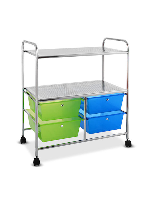 Drawers Storage Made of Metal & Plastic with 4 Drawers L58.5xW37xH75cm