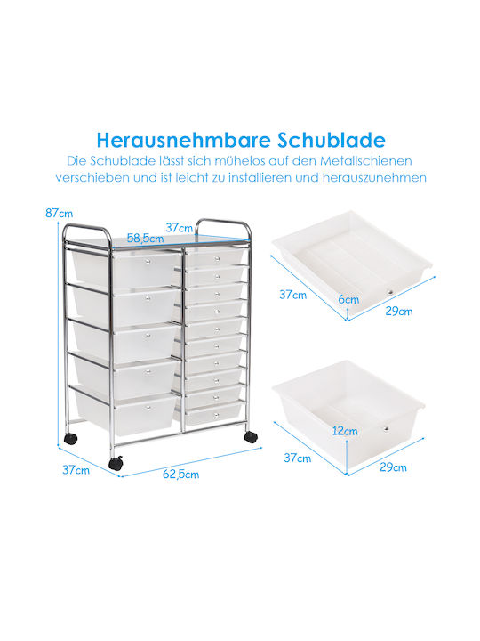 Drawers Storage Made of Metal & Plastic L63xW37xH87cm