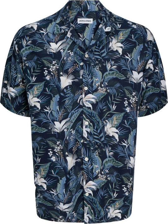 Κοντομάνικο Πουκάμισο Floral Μπλε Navy