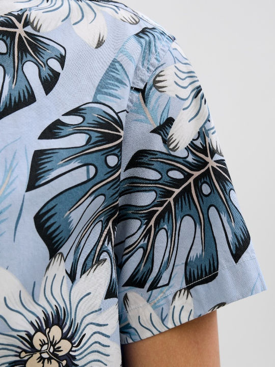 Short-sleeved Cotton Shirt Chambray Blue, Blue