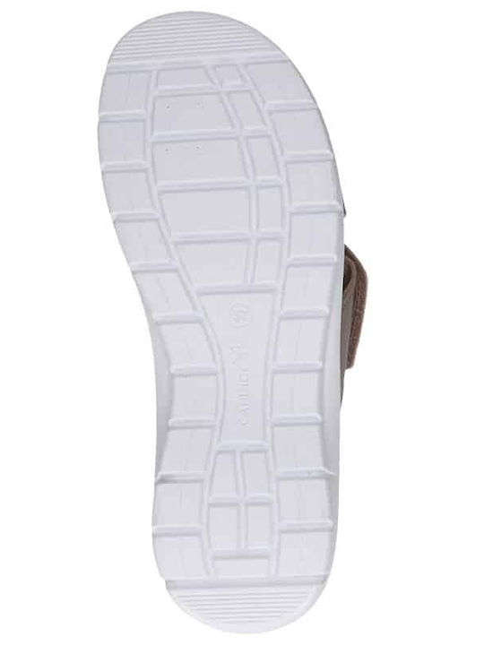 Leather Women's Flat Sandals Anatomic in Gold Color