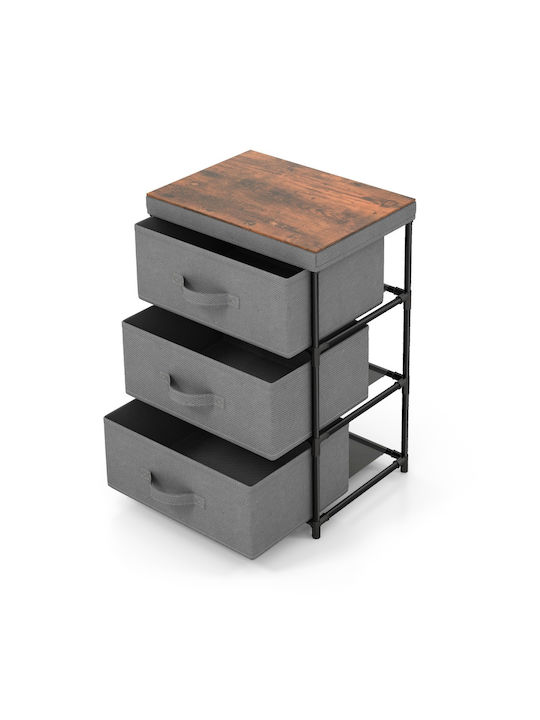 Cabinet Storage Made of Wood, Metal & Fabric with 3 Drawers L40xW30xH62cm