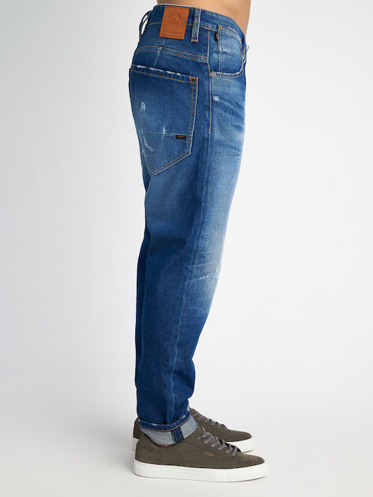 Bob Men's Elastic Jeans Trousers with Relaxed Tapered Application Blue