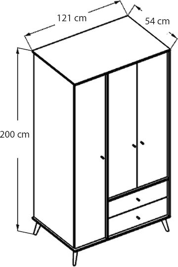 Triple Door Wardrobe Terra Florida Oak 121x54x200cm
