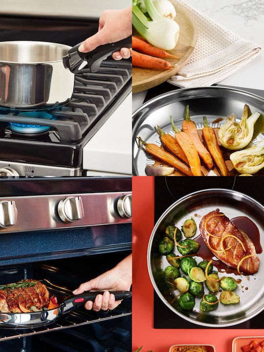 Tefal Ingenio Cook Eat Cookware Set of Stainless Steel with Non-stick Coating Silver 15pcs