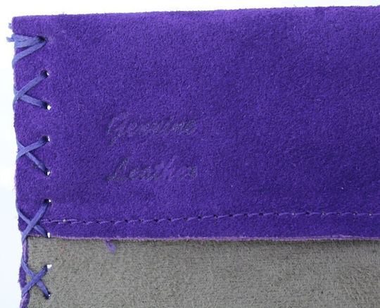 PO.S Lederne Tabaktasche Lila mit Verschluss 16.5x7.5cm