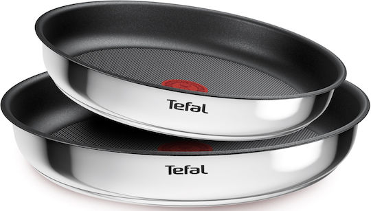 Tefal Ingenio Cook Eat Set De Tigăi Din Oțel Inoxidabil Argintiu Cu Acoperire Antiaderentă 2 Piese