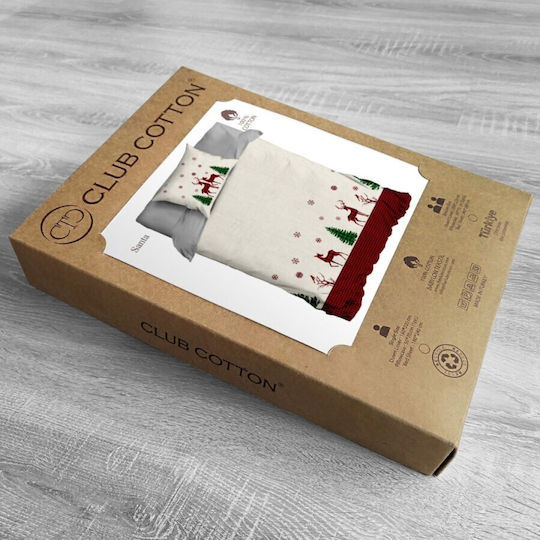 Cotton Club Set Husă de Pilotă Bumbac Single cu Față de Pernă & 1 Cearsaf 160x220 Santa