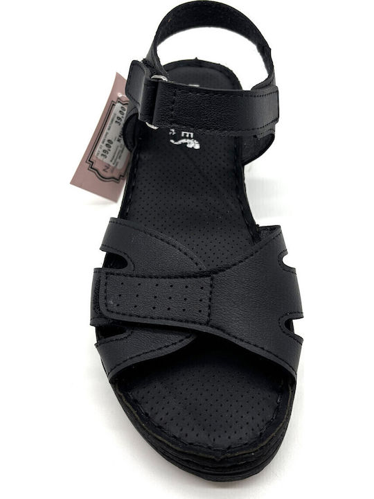 Flache Sandalen für Damen Anatomisch in Schwarz Farbe