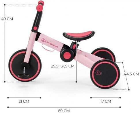 Kinderkraft 4 Trike Foldable for 1-5 Years Pink