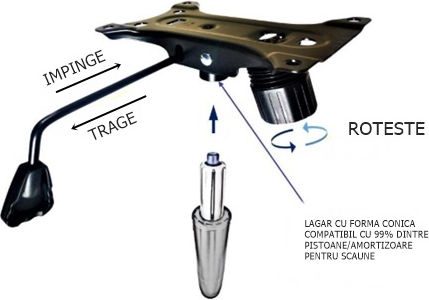 Metallic Mechanism for Office Chair 20x15cm Black