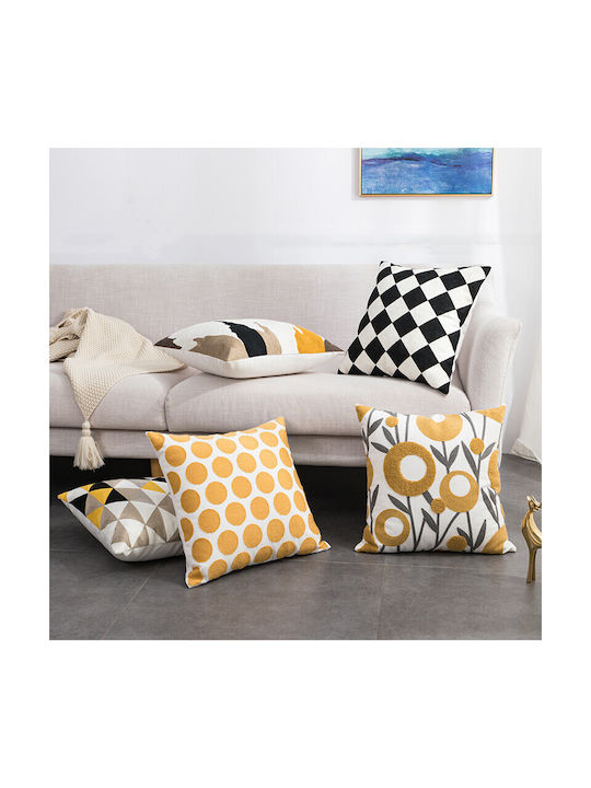 Lenjerii Deosebite Dekorativer Kissenbezug aus 100% Baumwolle Polka Dots 45x45cm