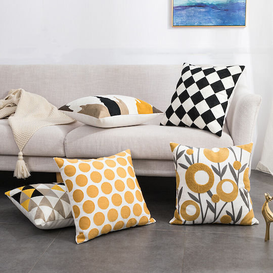 Lenjerii Deosebite Dekorativer Kissenbezug aus 100% Baumwolle Polka Dots 45x45cm