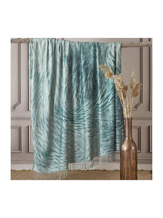 Cotton Club Κουβέρτα Διπλή με Κρόσσια 210x240εκ. Γαλάζια