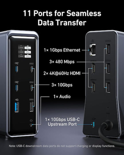 Anker USB-C Docking Station with HDMI 4K PD Ethernet and Support for 2 Monitors Black (A83B63A1)