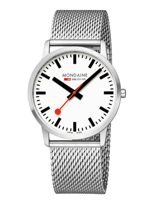 Mondaine Γυναικείο Ρολόι 40mm Μπαταρίας με Ασημί Μεταλλικό Μπρασελέ