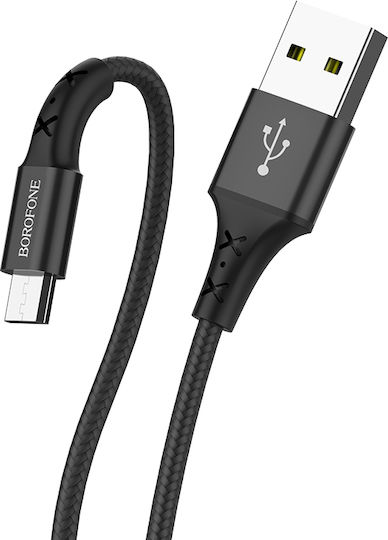 Borofone Braided USB 2.0 to micro USB Cable Μαύρο 1m (BX20)