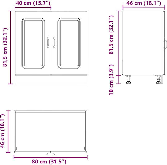 Kalmar Sink Cabinet Gray Sonoma 80x46x81.5pcs